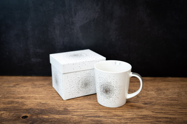 Henkelbecher, Tasse Nuggets Silber 0,35l in Geschenkbox